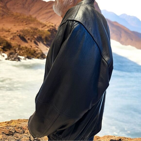 Reed Sportswear Men’s Leather Motorcycle Bomber Jacket Size 50 - Picture 4 of 13